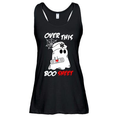 Over This Boo Sheet Funny Ghost Nurse Halloween Ladies Essential Flowy Tank