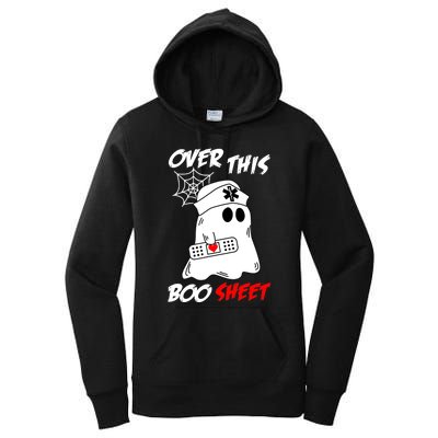 Over This Boo Sheet Funny Ghost Nurse Halloween Women's Pullover Hoodie