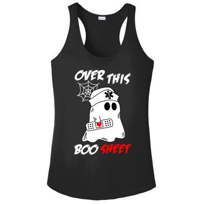 Over This Boo Sheet Funny Ghost Nurse Halloween Ladies PosiCharge Competitor Racerback Tank