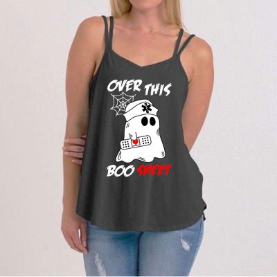 Over This Boo Sheet Funny Ghost Nurse Halloween Women's Strappy Tank