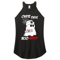 Over This Boo Sheet Funny Ghost Nurse Halloween Women's Perfect Tri Rocker Tank