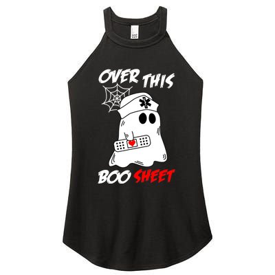 Over This Boo Sheet Funny Ghost Nurse Halloween Women's Perfect Tri Rocker Tank