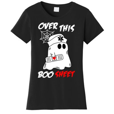 Over This Boo Sheet Funny Ghost Nurse Halloween Women's T-Shirt