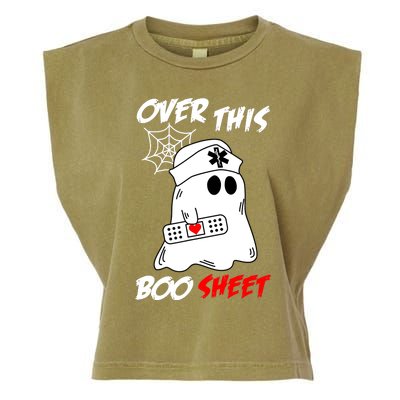 Over This Boo Sheet Funny Ghost Nurse Halloween Garment-Dyed Women's Muscle Tee