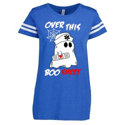 Over This Boo Sheet Funny Ghost Nurse Halloween Enza Ladies Jersey Football T-Shirt