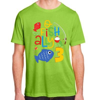 OFishAlly Three Birthday Decorations 3 Year Old 3rd Bday Adult ChromaSoft Performance T-Shirt