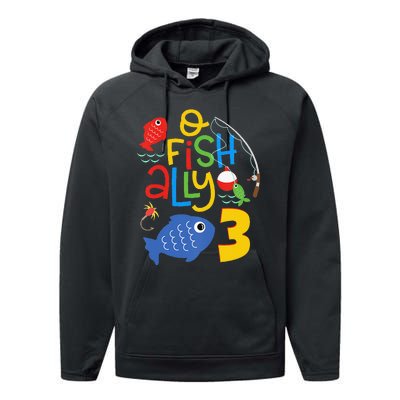 OFishAlly Three Birthday Decorations 3 Year Old 3rd Bday Performance Fleece Hoodie