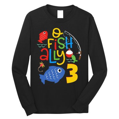 OFishAlly Three Birthday Decorations 3 Year Old 3rd Bday Long Sleeve Shirt