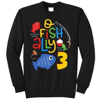 OFishAlly Three Birthday Decorations 3 Year Old 3rd Bday Sweatshirt