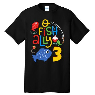 OFishAlly Three Birthday Decorations 3 Year Old 3rd Bday Tall T-Shirt