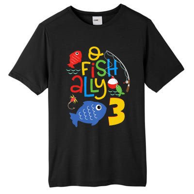 OFishAlly Three Birthday Decorations 3 Year Old 3rd Bday Tall Fusion ChromaSoft Performance T-Shirt