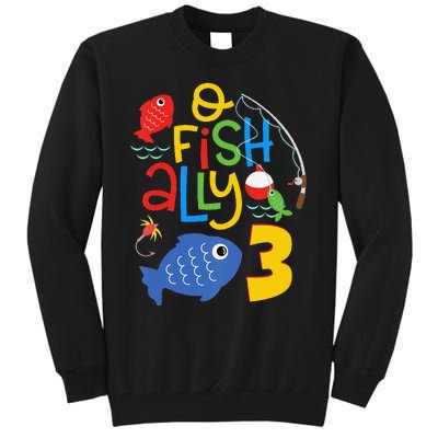 OFishAlly Three Birthday Decorations 3 Year Old 3rd Bday Tall Sweatshirt