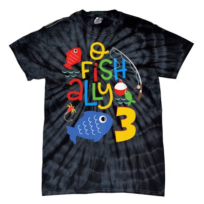 OFishAlly Three Birthday Decorations 3 Year Old 3rd Bday Tie-Dye T-Shirt