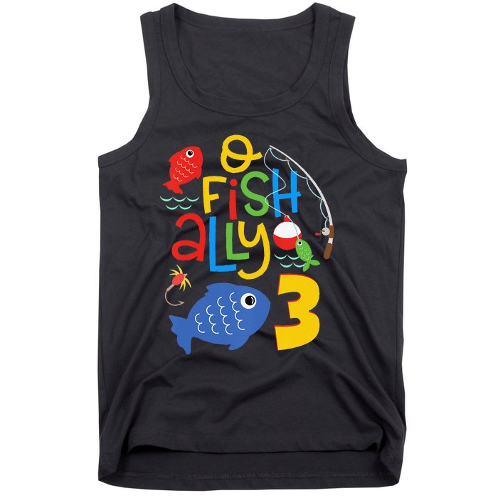 OFishAlly Three Birthday Decorations 3 Year Old 3rd Bday Tank Top