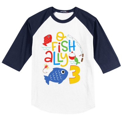 OFishAlly Three Birthday Decorations 3 Year Old 3rd Bday Baseball Sleeve Shirt