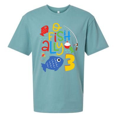 OFishAlly Three Birthday Decorations 3 Year Old 3rd Bday Sueded Cloud Jersey T-Shirt