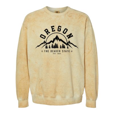 Oregon The Beaver State Est. 1859 Vintage Mountains Gift Colorblast Crewneck Sweatshirt