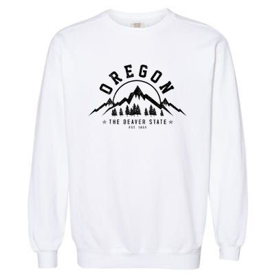 Oregon The Beaver State Est. 1859 Vintage Mountains Gift Garment-Dyed Sweatshirt