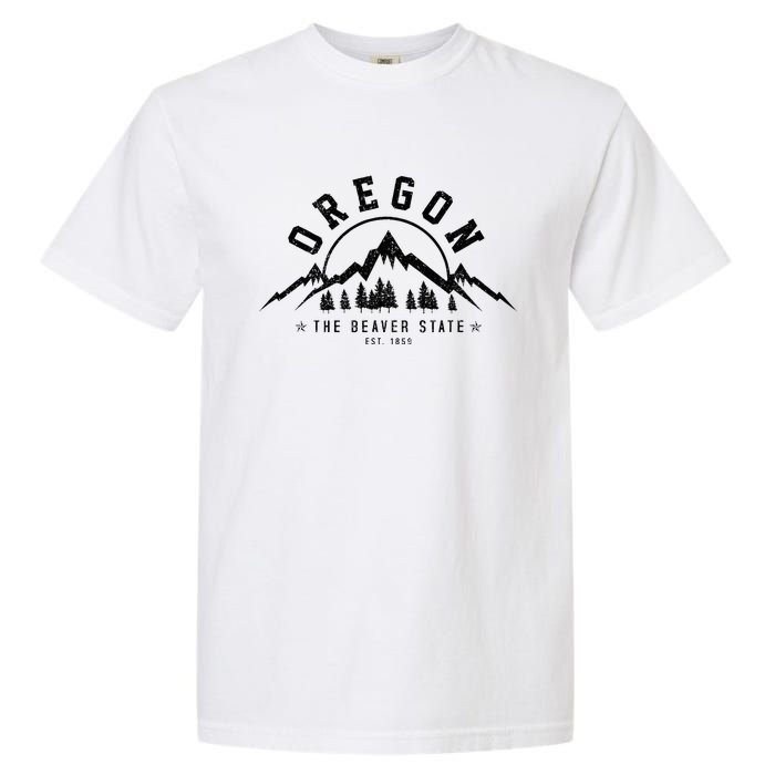 Oregon The Beaver State Est. 1859 Vintage Mountains Gift Garment-Dyed Heavyweight T-Shirt