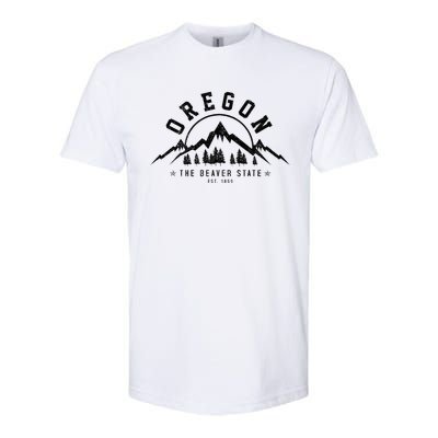 Oregon The Beaver State Est. 1859 Vintage Mountains Gift Softstyle CVC T-Shirt