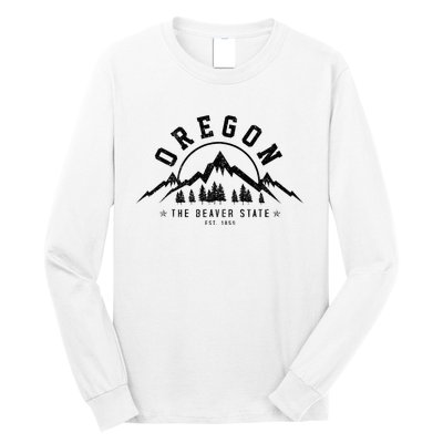 Oregon The Beaver State Est. 1859 Vintage Mountains Gift Long Sleeve Shirt