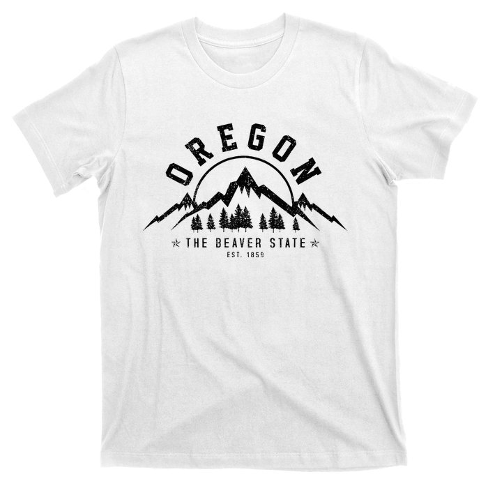 Oregon The Beaver State Est. 1859 Vintage Mountains Gift T-Shirt