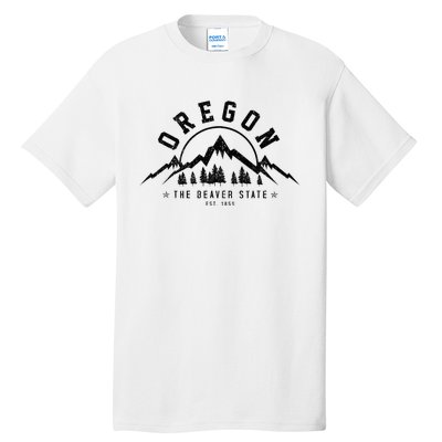 Oregon The Beaver State Est. 1859 Vintage Mountains Gift Tall T-Shirt