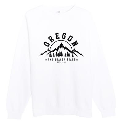 Oregon The Beaver State Est. 1859 Vintage Mountains Gift Premium Crewneck Sweatshirt