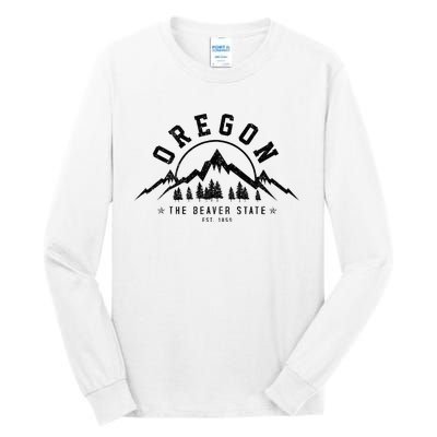 Oregon The Beaver State Est. 1859 Vintage Mountains Gift Tall Long Sleeve T-Shirt