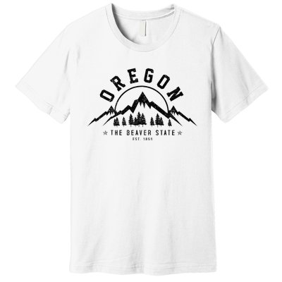 Oregon The Beaver State Est. 1859 Vintage Mountains Gift Premium T-Shirt