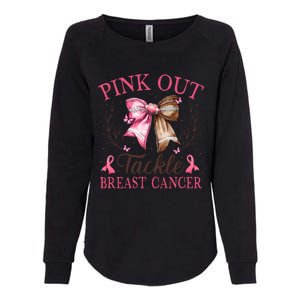 Out Tackle Breast Cancer Football Coquette Bow Womens California Wash Sweatshirt