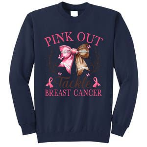 Out Tackle Breast Cancer Football Coquette Bow Tall Sweatshirt