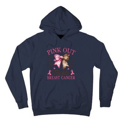 Out Tackle Breast Cancer Football Coquette Bow Tall Hoodie