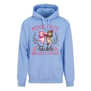 Out Tackle Breast Cancer Football Coquette Bow Unisex Surf Hoodie