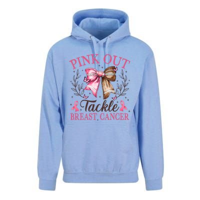 Out Tackle Breast Cancer Football Coquette Bow Unisex Surf Hoodie