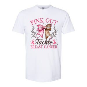 Out Tackle Breast Cancer Football Coquette Bow Softstyle CVC T-Shirt