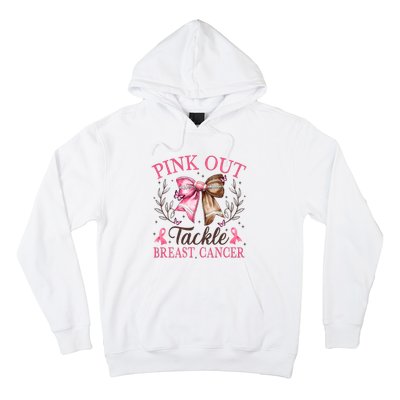 Out Tackle Breast Cancer Football Coquette Bow Hoodie