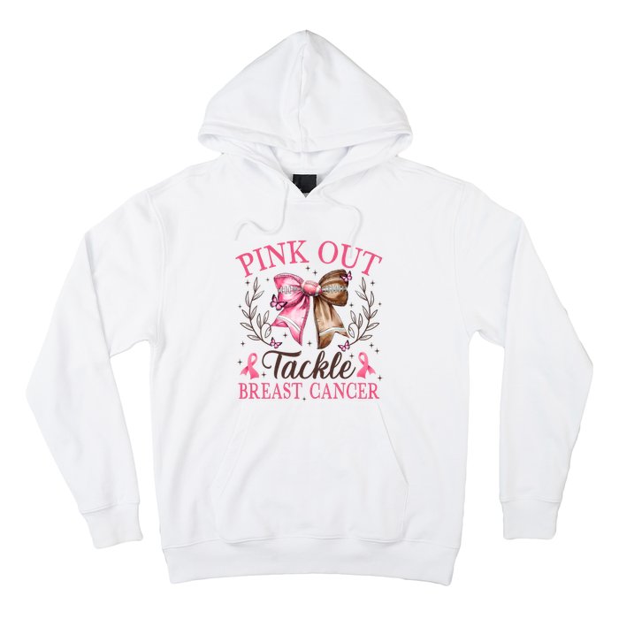 Out Tackle Breast Cancer Football Coquette Bow Hoodie