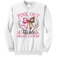 Out Tackle Breast Cancer Football Coquette Bow Sweatshirt