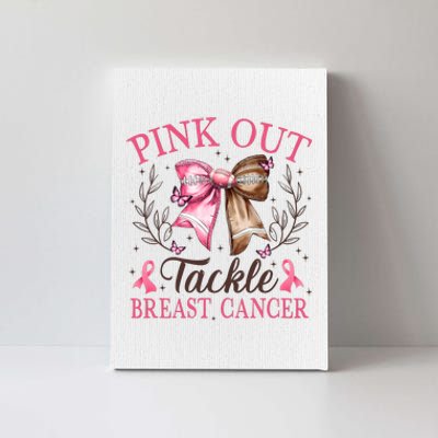 Out Tackle Breast Cancer Football Coquette Bow Canvas