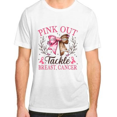 Out Tackle Breast Cancer Football Coquette Bow Adult ChromaSoft Performance T-Shirt