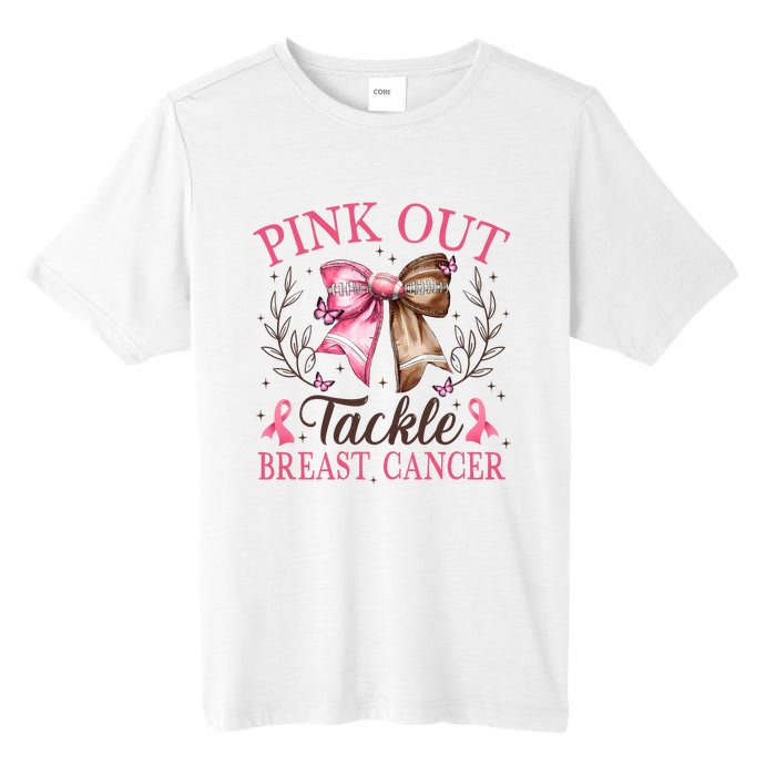 Out Tackle Breast Cancer Football Coquette Bow Tall Fusion ChromaSoft Performance T-Shirt