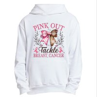 Out Tackle Breast Cancer Football Coquette Bow Urban Pullover Hoodie