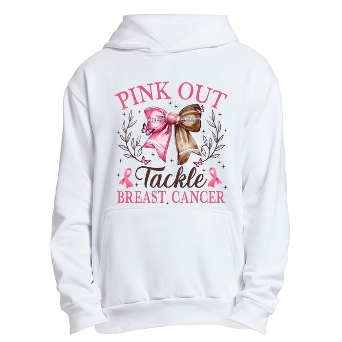 Out Tackle Breast Cancer Football Coquette Bow Urban Pullover Hoodie