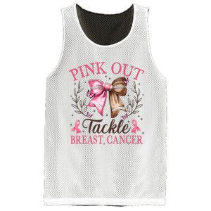 Out Tackle Breast Cancer Football Coquette Bow Mesh Reversible Basketball Jersey Tank