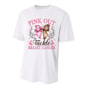 Out Tackle Breast Cancer Football Coquette Bow Performance Sprint T-Shirt