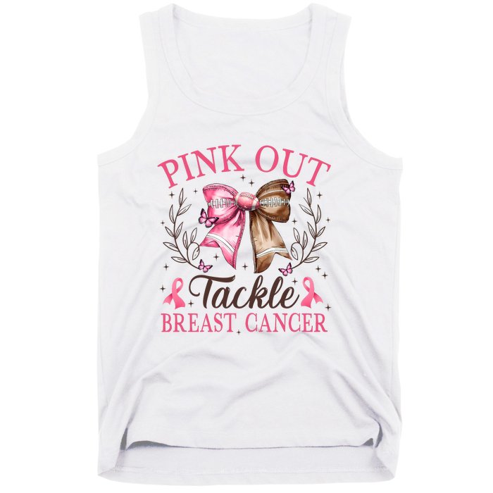 Out Tackle Breast Cancer Football Coquette Bow Tank Top