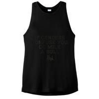 On The Back If Genders Confuse You Go Milk A Bull Meme Ladies PosiCharge Tri-Blend Wicking Tank