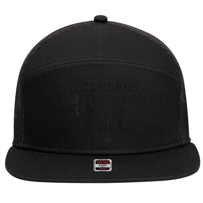 On The Back If Genders Confuse You Go Milk A Bull Meme 7 Panel Mesh Trucker Snapback Hat