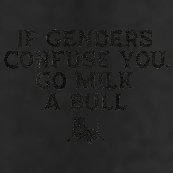On The Back If Genders Confuse You Go Milk A Bull Meme 7 Panel Mesh Trucker Snapback Hat